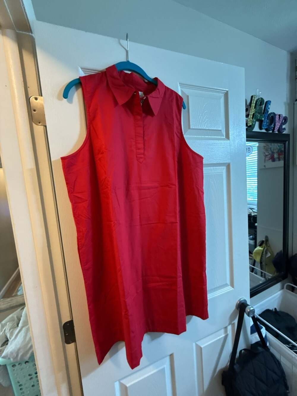 Vineyard Vines Poplin Popover Dress Lighthouse Red Size XL